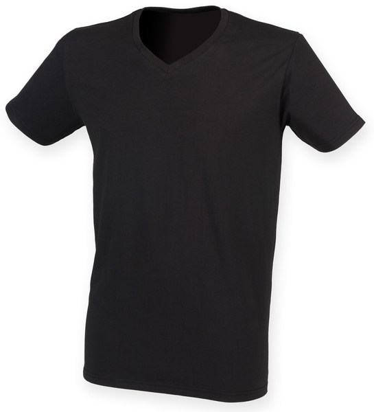 Skinnifit SF122 - T-shirt da uomo in cotone elasticizzato con scollo a v