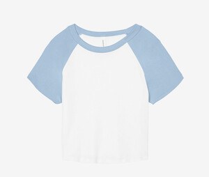 Bella+Canvas BE1201 - WOMEN'S MICRO RIB RAGLAN BABY TEE White / Baby Blue
