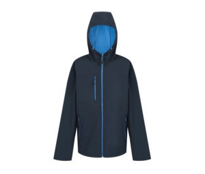 REGATTA RGA705 - NAVIGATE 2 LAYER HOODED SOFTSHELL JACKET Black / New Royal