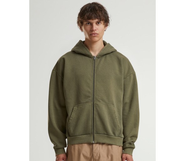 BUILD YOUR BRAND BY295 - STONEWASH HEAVY ZIP HOODIE